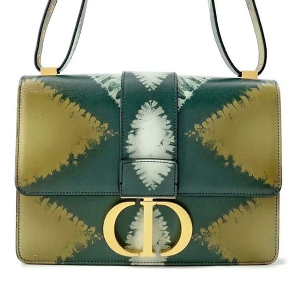 Pre-owned Dior Calfskin Tie Dye 30 Montaigne Flap Green