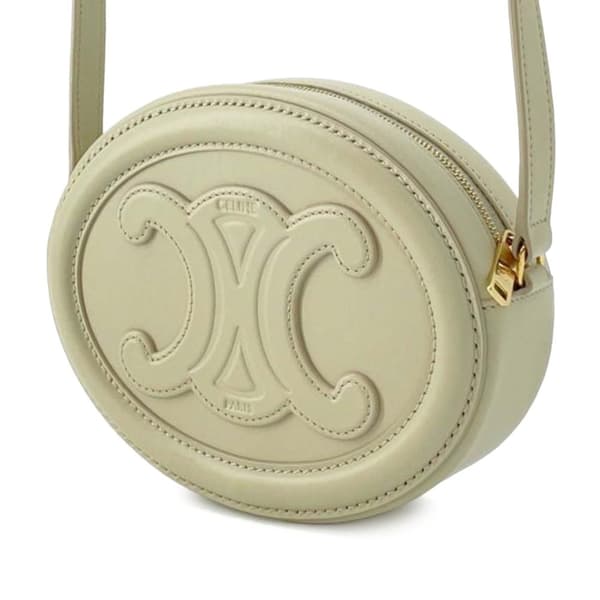 Pre-owned Celine Small Calfskin Cuir Triomphe Oval Crossbody Brown