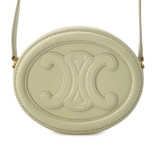 Pre-owned Celine Small Calfskin Cuir Triomphe Oval Crossbody Brown
