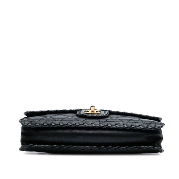 Pre-owned Chanel Quilted Lambskin Whipstitch Single Flap Black