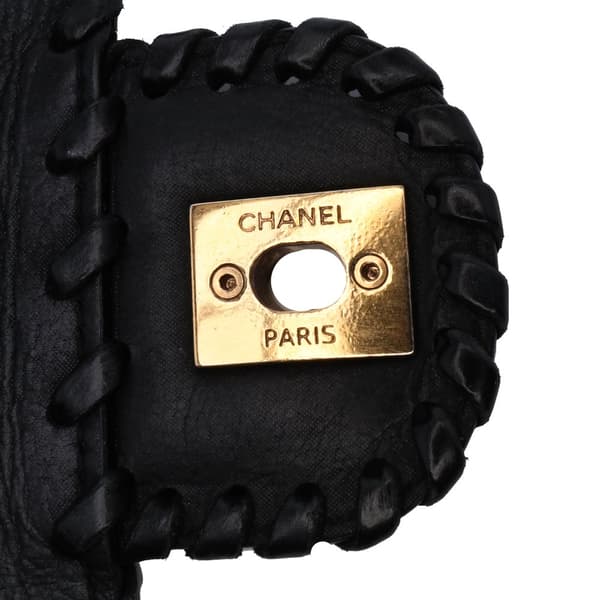Pre-owned Chanel Quilted Lambskin Whipstitch Single Flap Black
