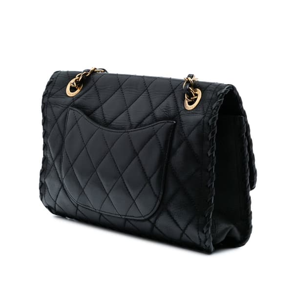 Pre-owned Chanel Quilted Lambskin Whipstitch Single Flap Black