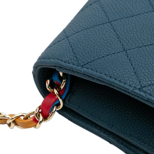 Pre-owned Chanel Paris Cuba Quilted Caviar Thread Around Flap Blue