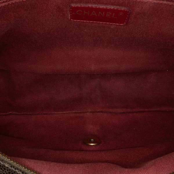Pre-owned Chanel Large Quilted Glazed Caviar Shiva Flap Brown
