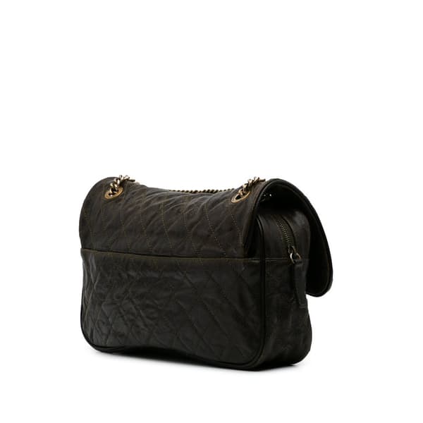 Pre-owned Chanel Large Quilted Glazed Caviar Shiva Flap Brown