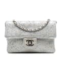 Miniatyrbilde 1 av 10: Pre-owned Chanel CC Iridescent and Studded Calfskin Flap Clutch on Chain Silver