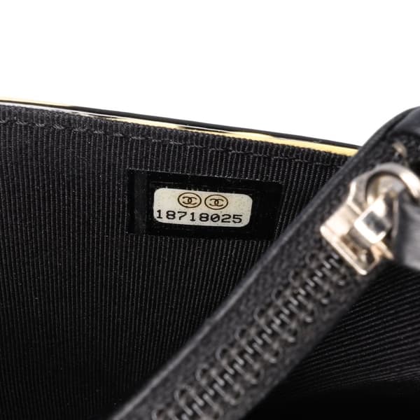 Pre-owned Chanel Patent Striped Wallet On Chain Yellow