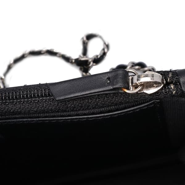 Pre-owned Chanel Patent Striped Wallet On Chain Yellow