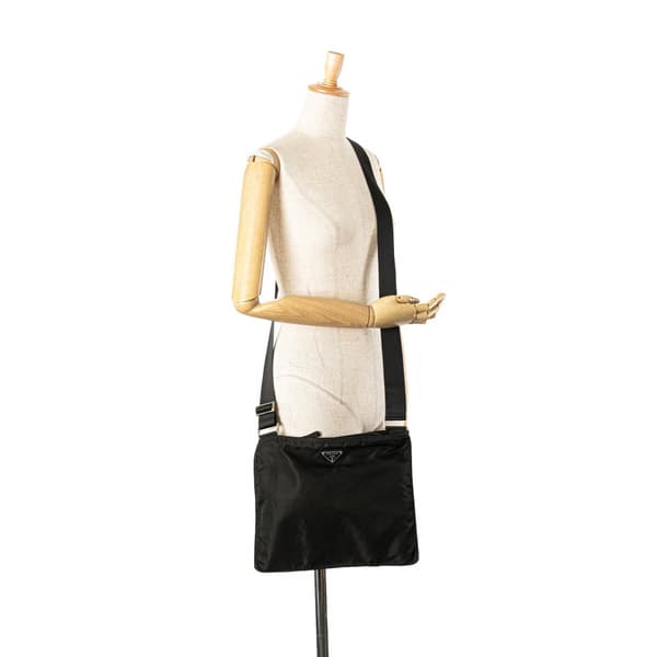 Pre-owned Prada Tessuto Zip Top Crossbody Black