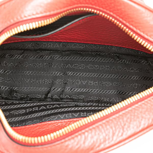 Pre-owned Prada Vitello Daino Dome Crossbody Red