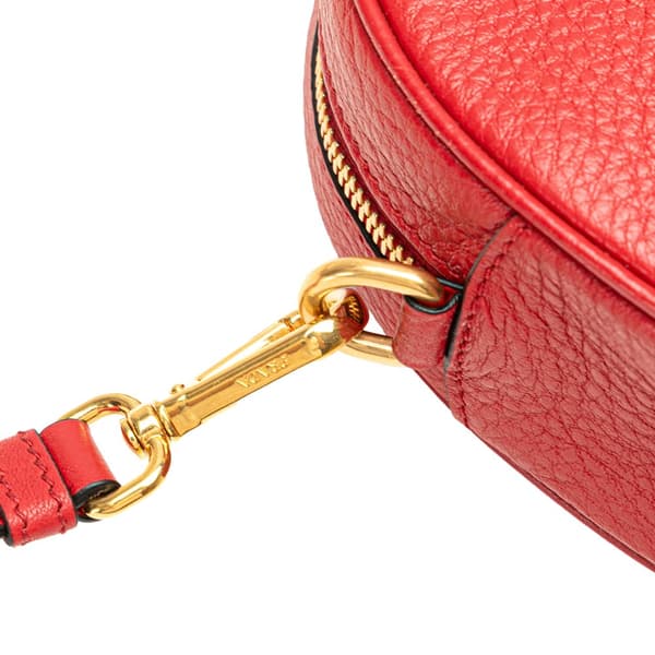 Pre-owned Prada Vitello Daino Dome Crossbody Red