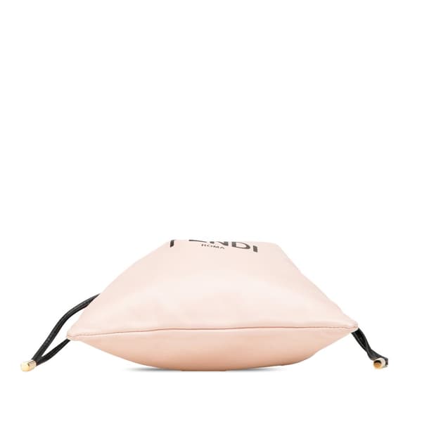 Pre-owned Fendi Small Leather Logo Drawstring Crossbody Pink