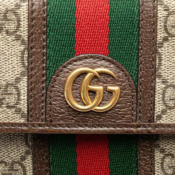Pre-owned Gucci Mini GG Supreme Web Ophidia Crossbody Brown
