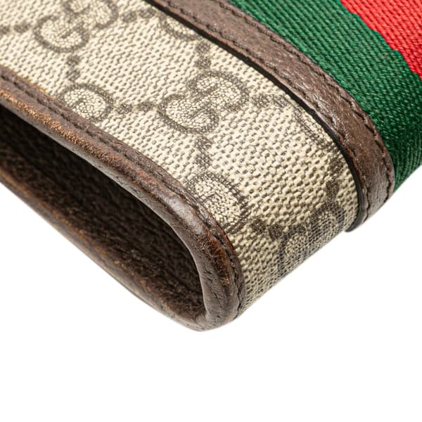 Pre-owned Gucci Mini GG Supreme Web Ophidia Crossbody Brown