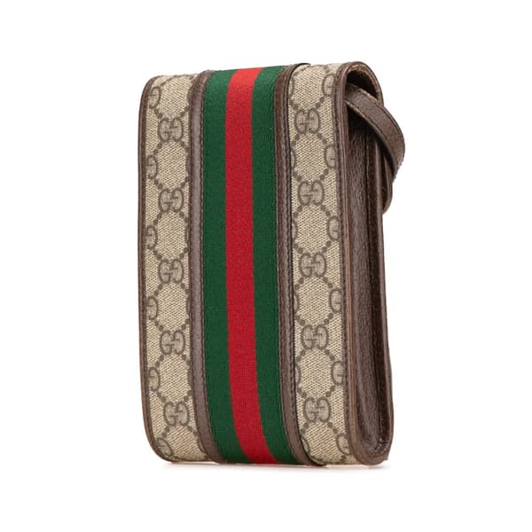 Pre-owned Gucci Mini GG Supreme Web Ophidia Crossbody Brown