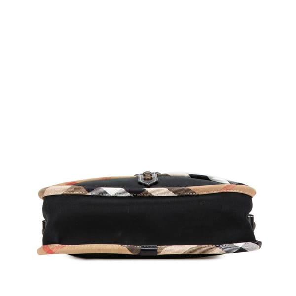 Pre-owned Burberry Nova Check Trimmed Canvas Crossbody Black