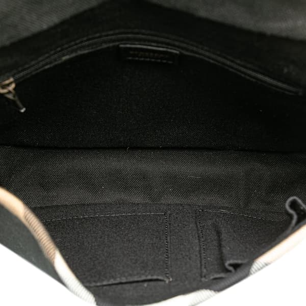 Pre-owned Burberry Nova Check Trimmed Canvas Crossbody Black