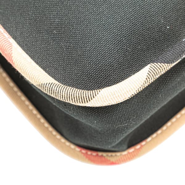 Pre-owned Burberry Nova Check Trimmed Canvas Crossbody Black