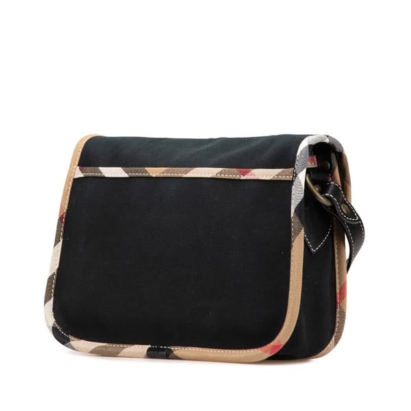 Pre-owned Burberry Nova Check Trimmed Canvas Crossbody Black