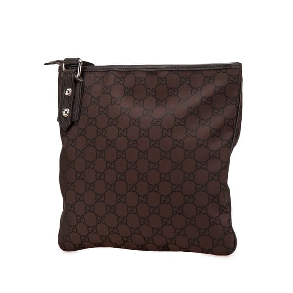 Pre-owned Gucci GG Nylon Jolicoeur Crossbody Brown