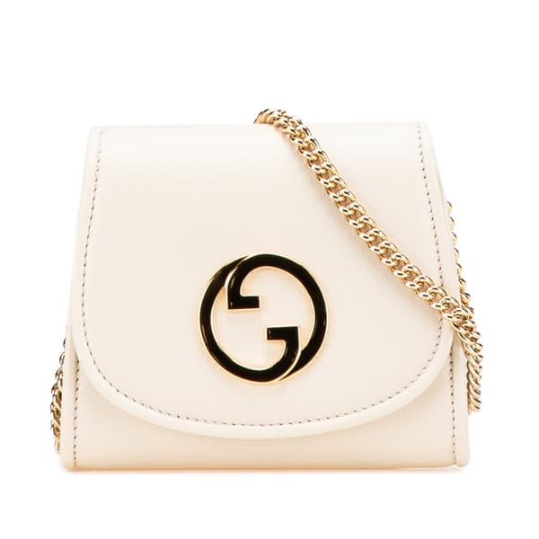 Pre-owned Gucci Medium Calfskin Blondie Wallet on Chain White