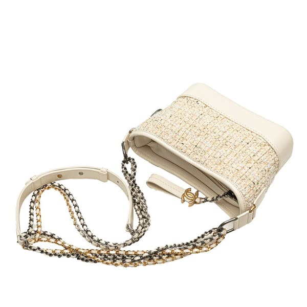 Pre-owned Chanel Small Tweed and Calfskin Gabrielle Crossbody Brown