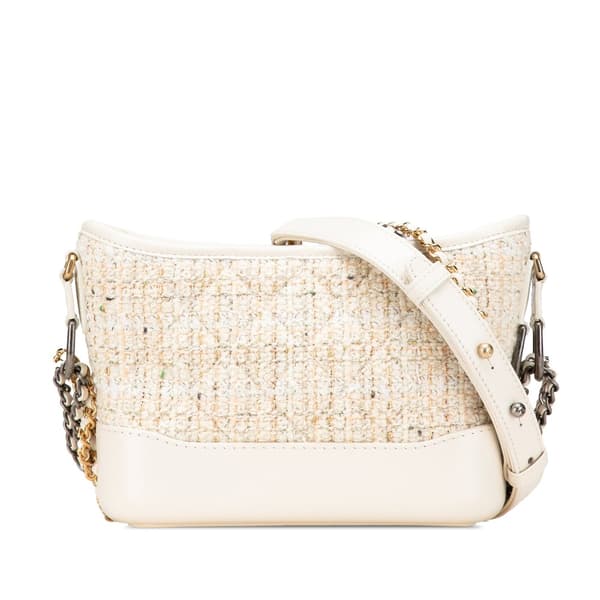 Pre-owned Chanel Small Tweed and Calfskin Gabrielle Crossbody Brown