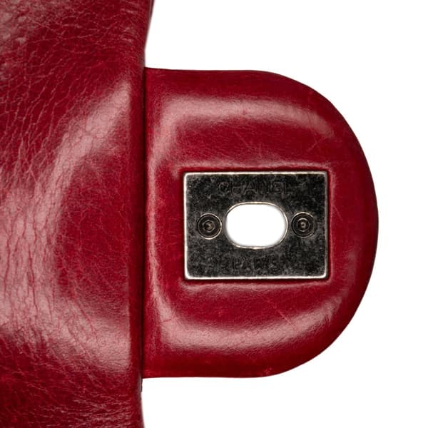 Pre-owned Chanel Medium Glazed Calfskin Duo Color Flap Red