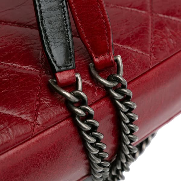 Pre-owned Chanel Medium Glazed Calfskin Duo Color Flap Red