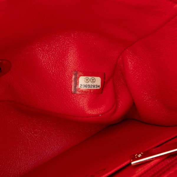 Pre-owned Chanel Mini Square Classic Lambskin Single Flap Red