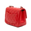 Miniatyrbild 2 av 10: Pre-owned Chanel Mini Square Classic Lambskin Single Flap Red