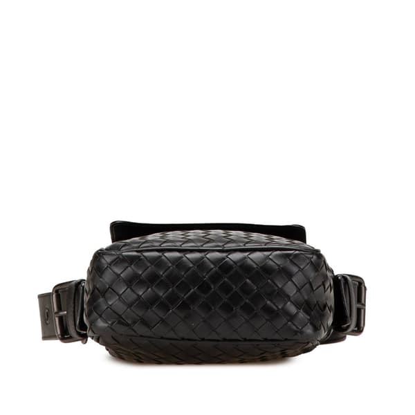Pre-owned Bottega Veneta Nappa Intrecciato Front Pocket Crossbody Black