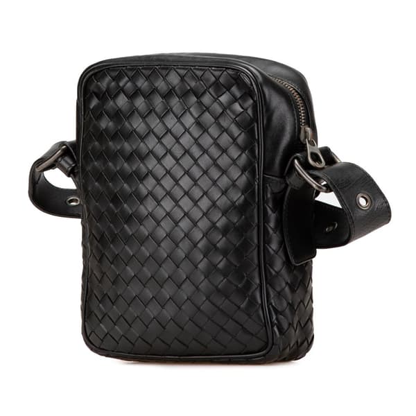 Pre-owned Bottega Veneta Nappa Intrecciato Front Pocket Crossbody Black