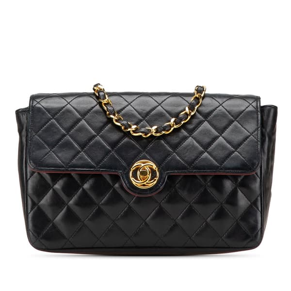 Pre-owned Chanel Small Quilted Lambskin Single Flap Black