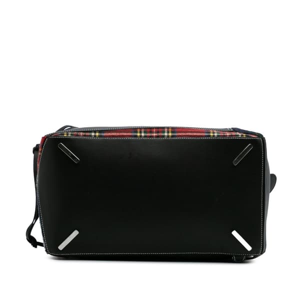 Pre-owned LOEWE XL Leather and Wool Tartan Puzzle Crossbody Black