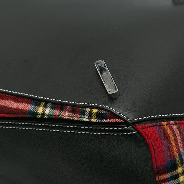 Pre-owned LOEWE XL Leather and Wool Tartan Puzzle Crossbody Black