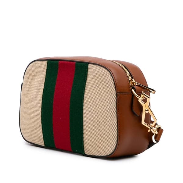Pre-owned Gucci Canvas Web Camera Bag Brown