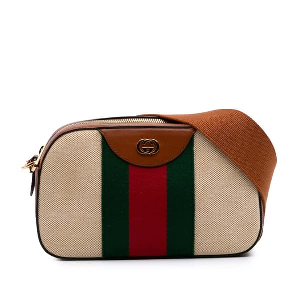 Pre-owned Gucci Canvas Web Camera Bag Brown