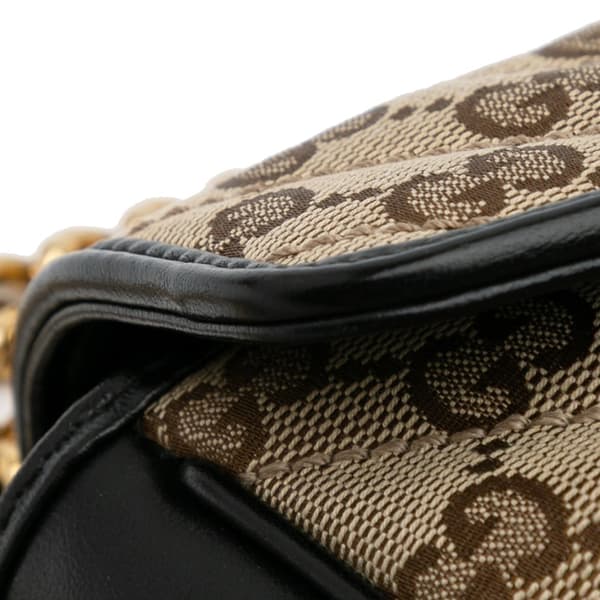Pre-owned Gucci Small GG Marmont Matelasse Canvas Flap Crossbody Brown