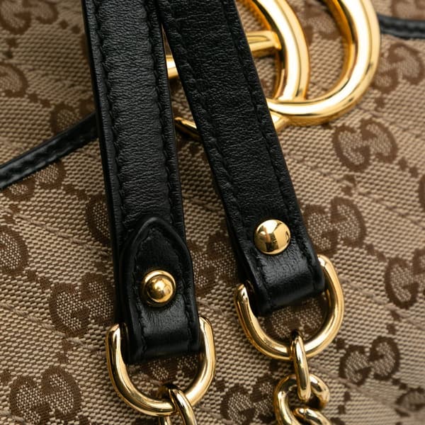 Pre-owned Gucci Small GG Marmont Matelasse Canvas Flap Crossbody Brown