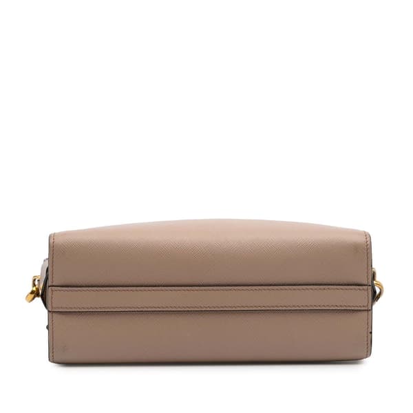 Pre-owned Prada Saffiano and City Calf Esplanade Crossbody Brown