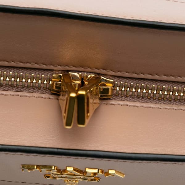 Pre-owned Prada Saffiano and City Calf Esplanade Crossbody Brown