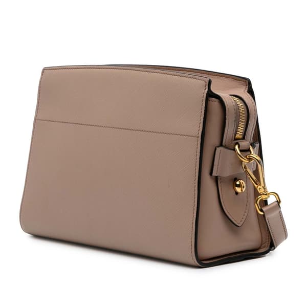 Pre-owned Prada Saffiano and City Calf Esplanade Crossbody Brown
