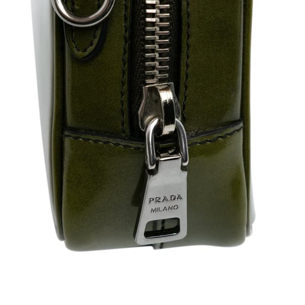 Pre-owned Prada Mini Spazzolato Camera Bag Green