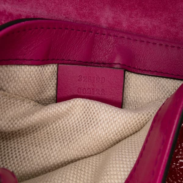 Pre-owned Gucci Small Patent Soho Chain Flap Crossbody Red