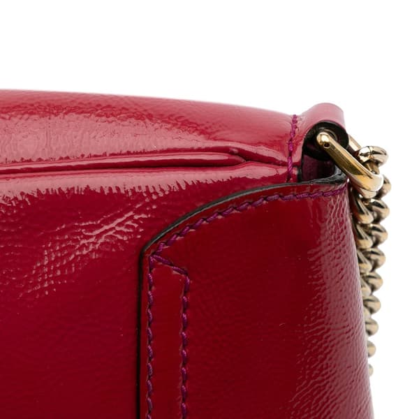 Pre-owned Gucci Small Patent Soho Chain Flap Crossbody Red