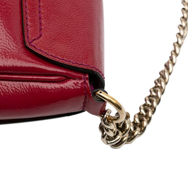 Pre-owned Gucci Small Patent Soho Chain Flap Crossbody Red