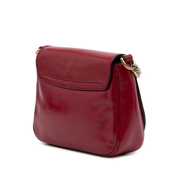 Pre-owned Gucci Small Patent Soho Chain Flap Crossbody Red