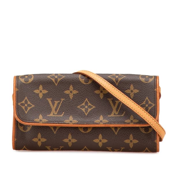 Pre-owned Louis Vuitton Monogram Pochette Twin PM Brown