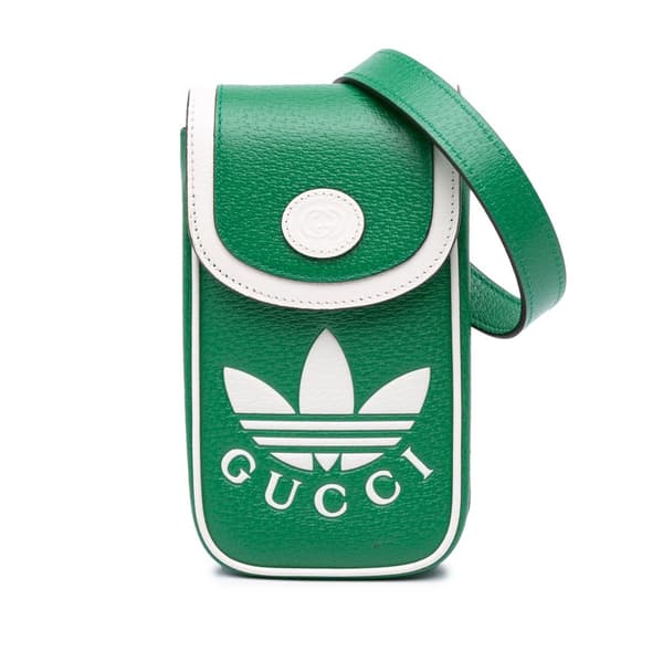 Pre-owned Gucci Adidas Leather Phone Case Crossbody Green